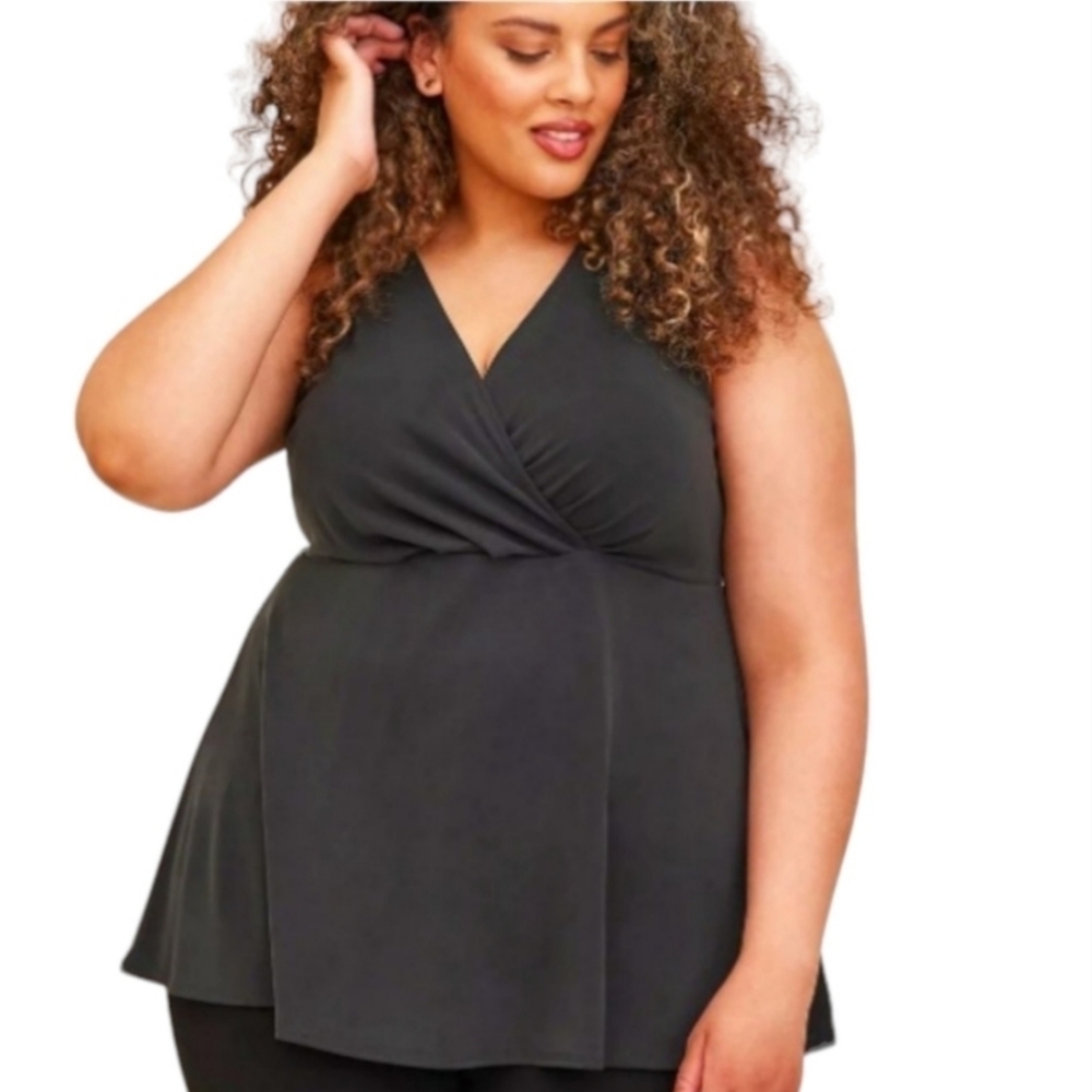 TORRID Surplice Tank Cupro Black Plus Size 4X